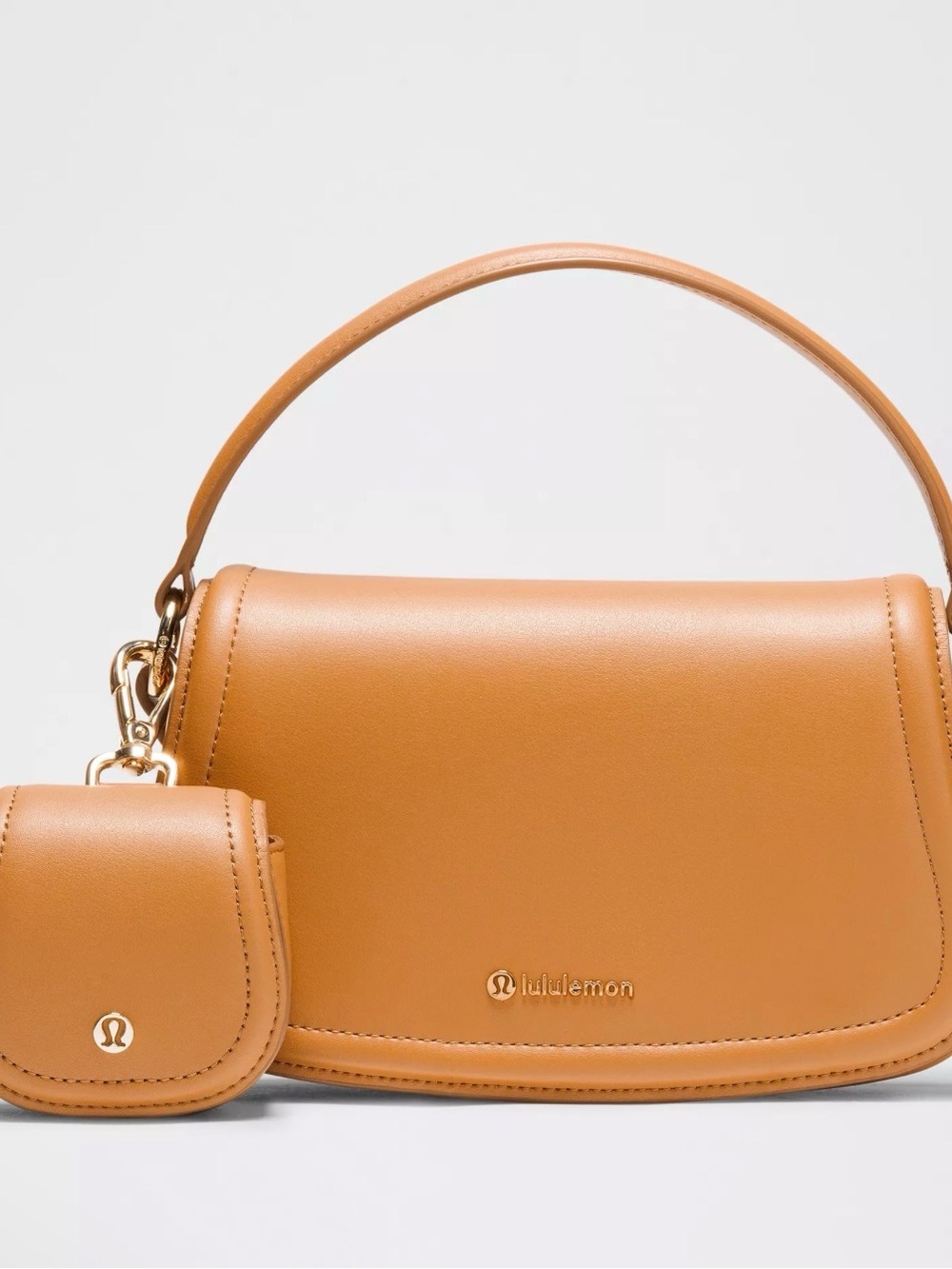 lululemon athletica Tan Leather Top-Handle Shoulder Bag with Coin Pouch